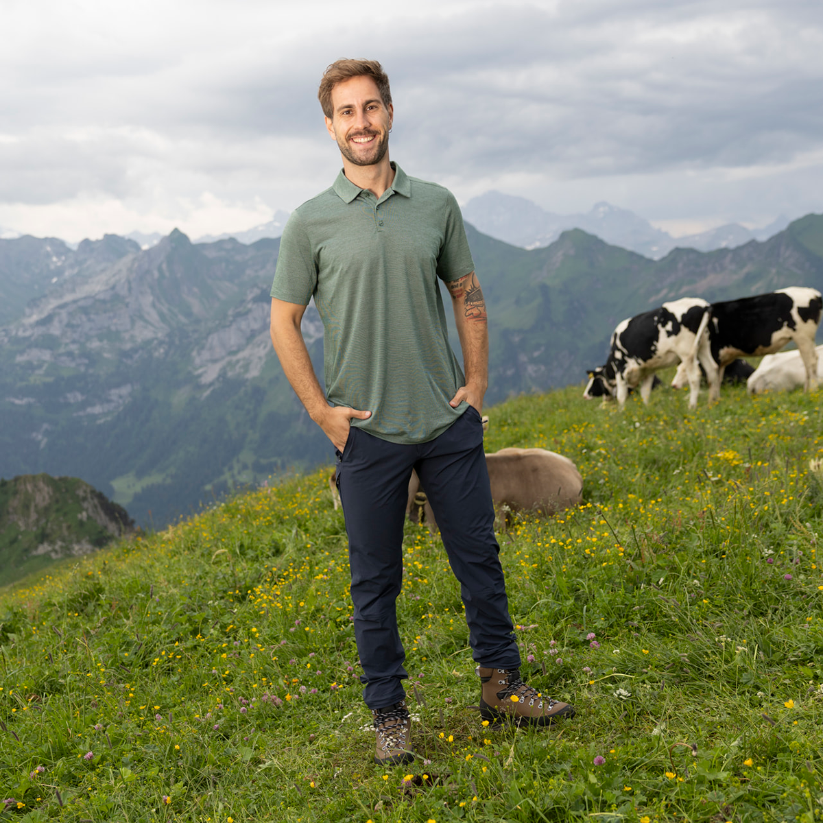 R5 Light Merino Polo Men | elm green