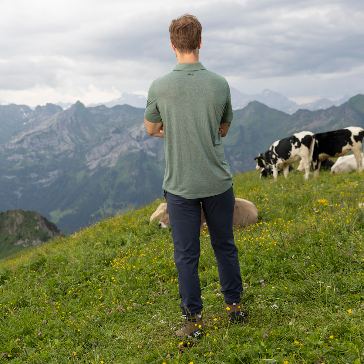 R5 Light Merino Polo Men | elm green