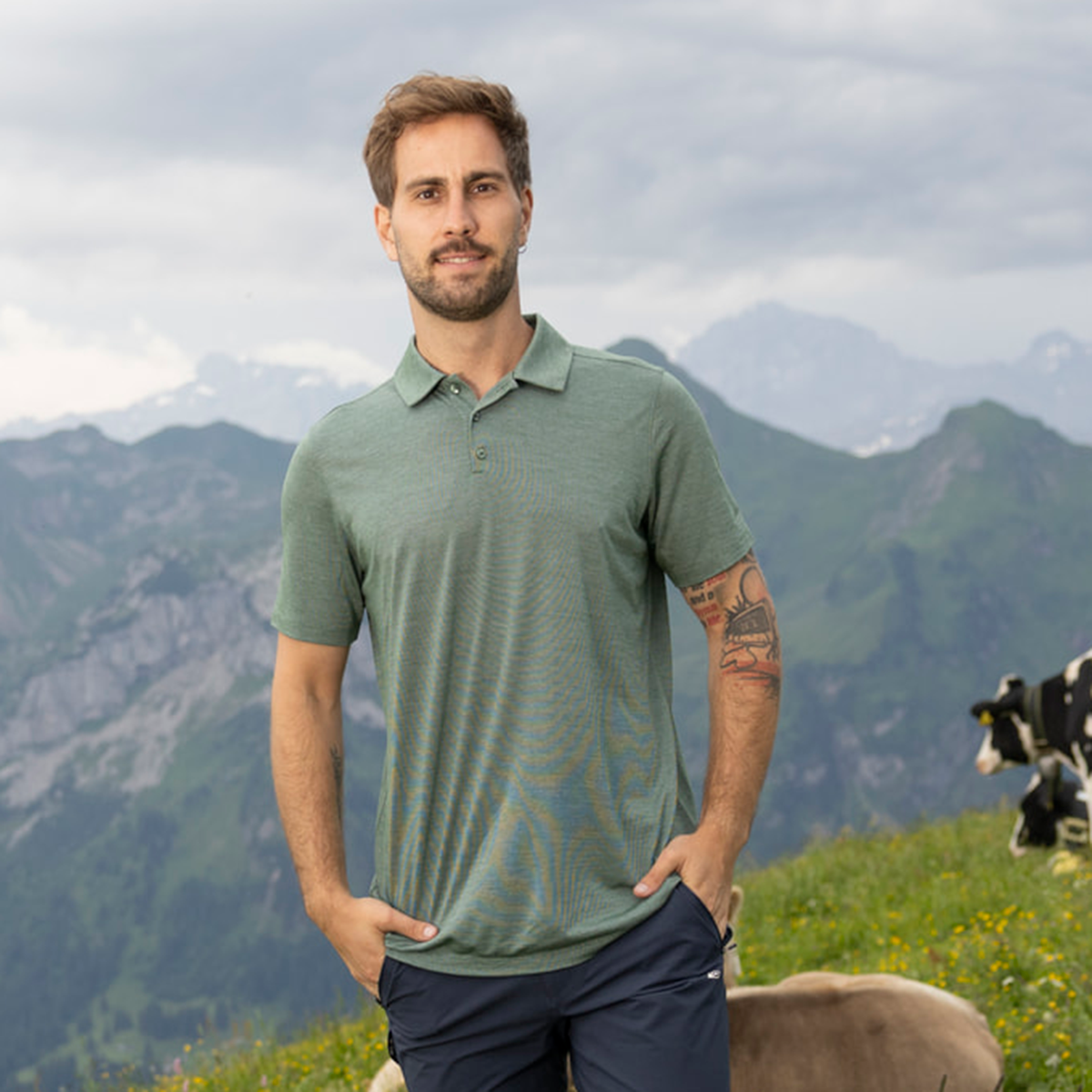 R5 Light Merino Polo Men | elm green