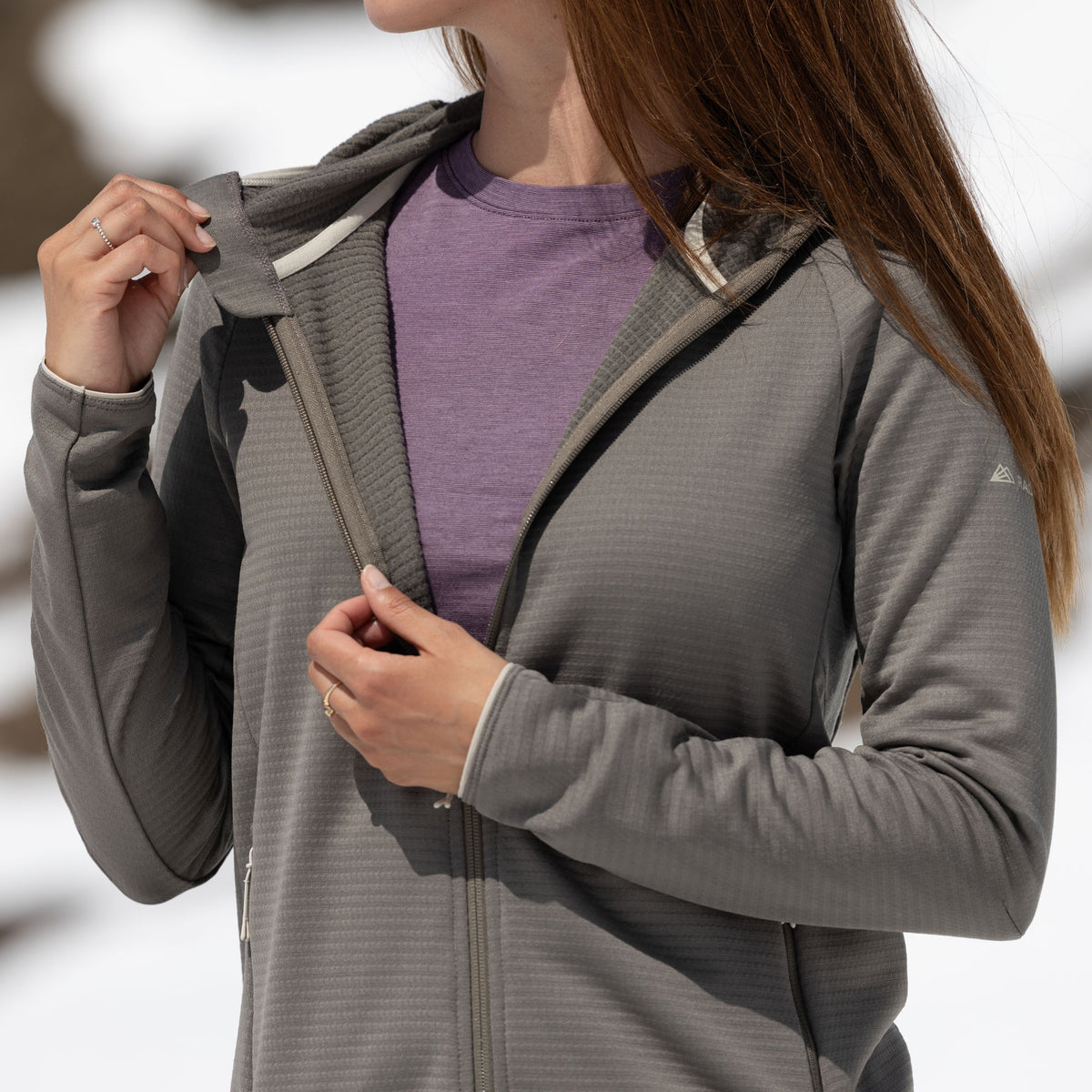 R4 Merino Waffle Hoody Jacket Women | ash