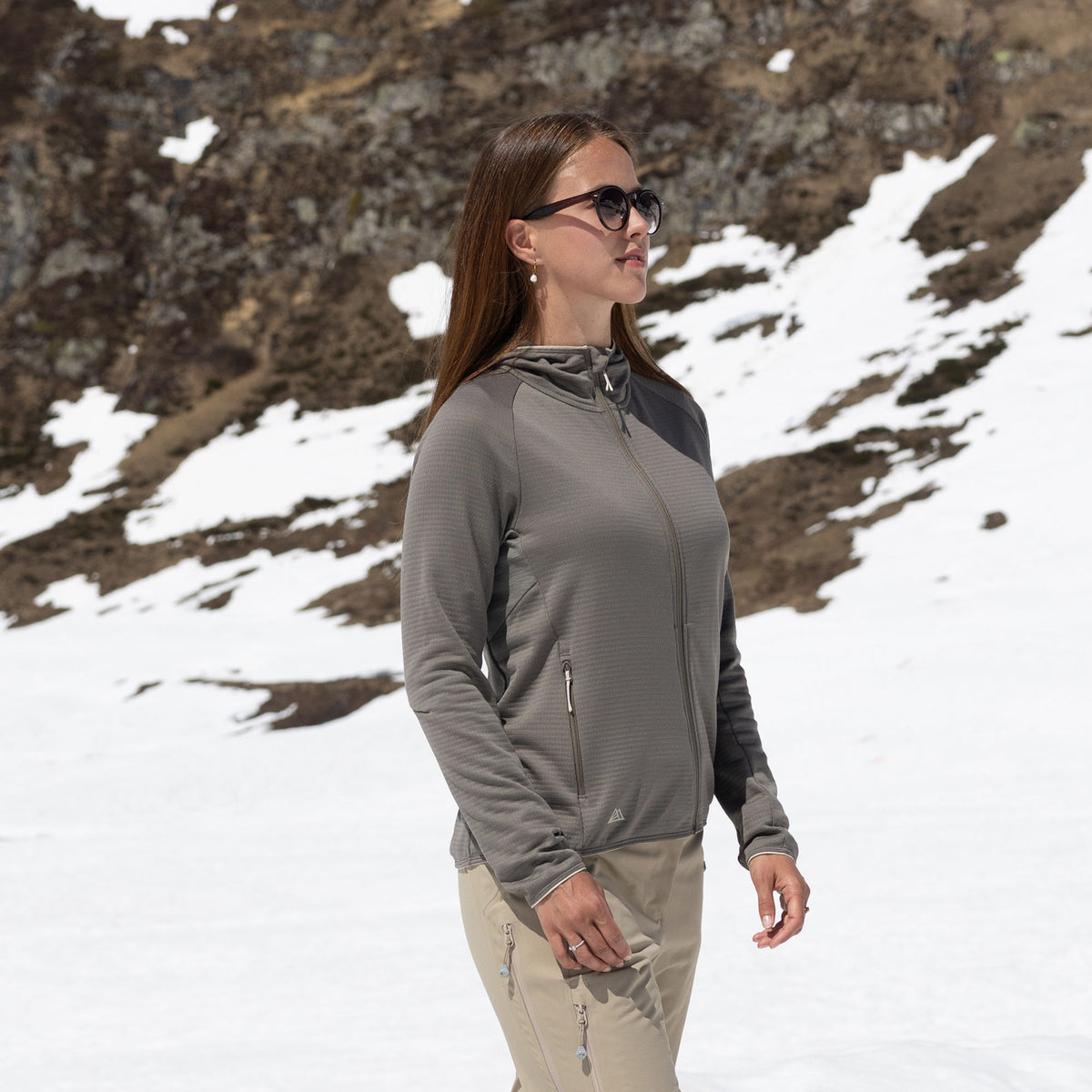 R4 Merino Waffle Hoody Jacket Women | ash