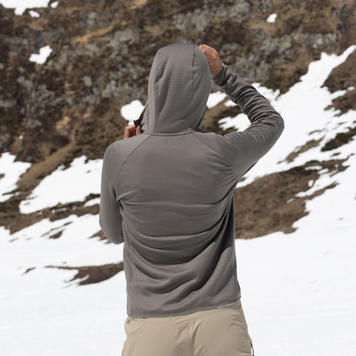 R4 Merino Waffle Hoody Jacket Women | ash
