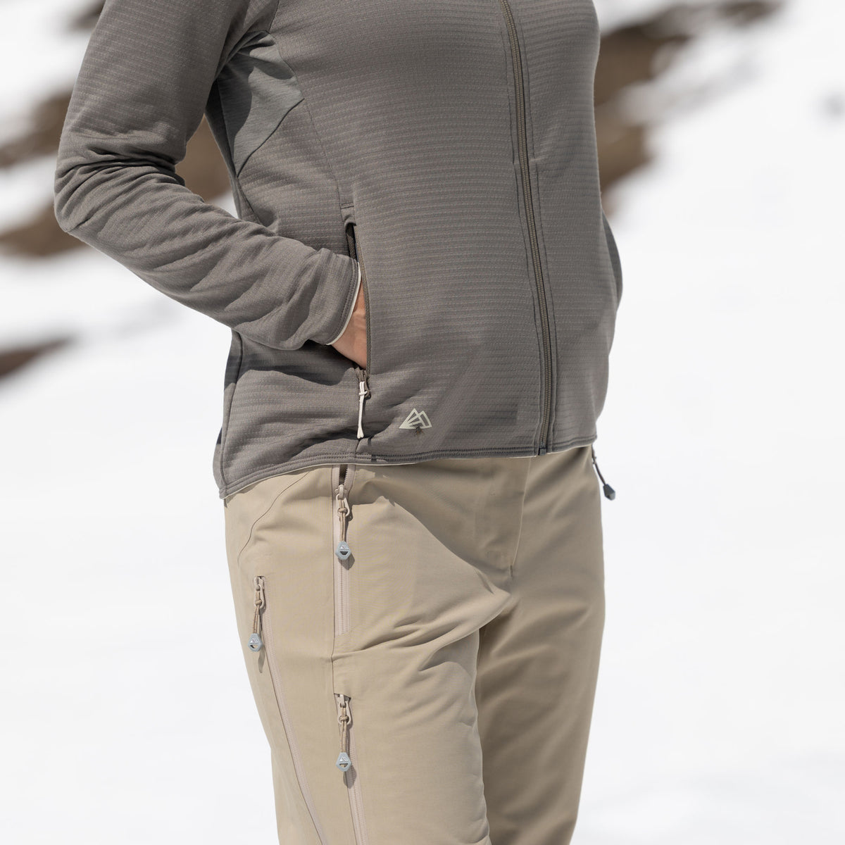 R4 Merino Waffle Hoody Jacket Women | ash