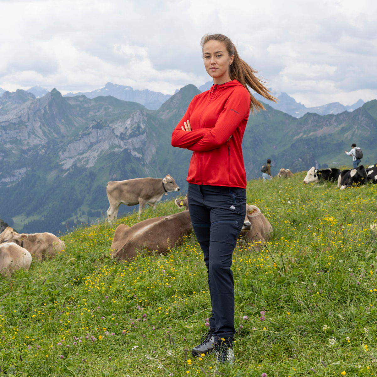 R4 Merino Waffle Hoody Jacket  Women | signal red