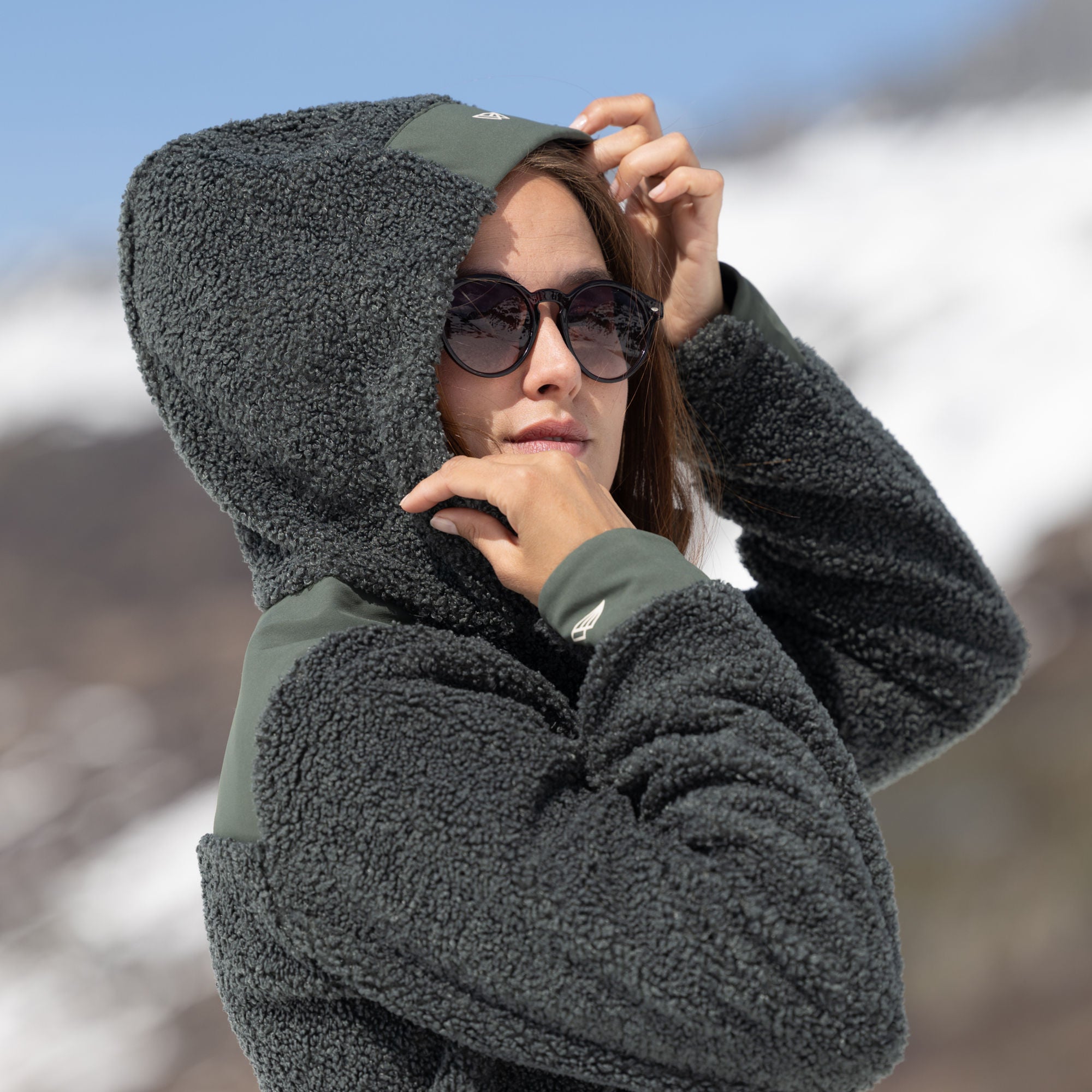R4 Teddy Fleece Hoody Jacket Women | thyme leaves