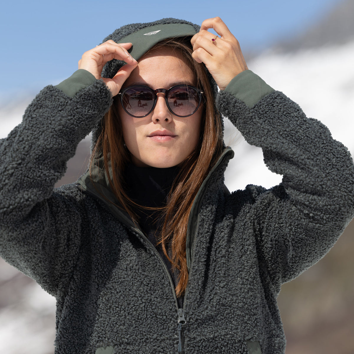 R4 Teddy Fleece Hoody Jacket Women | thyme leaves