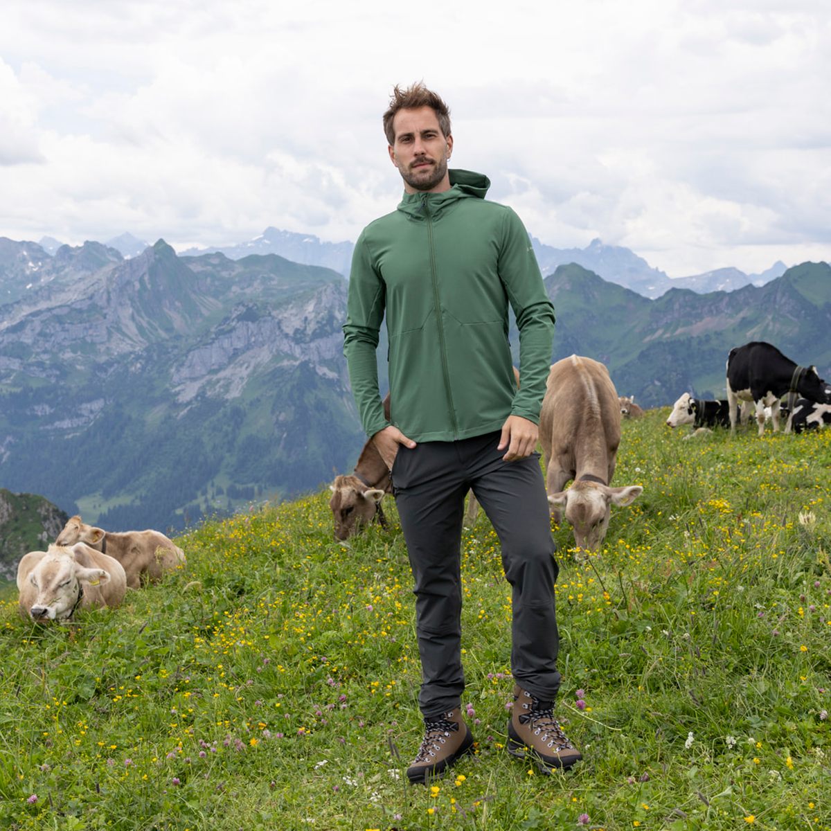 Veste à capuche en polaire tissée R4 pour hommes | Vert orme