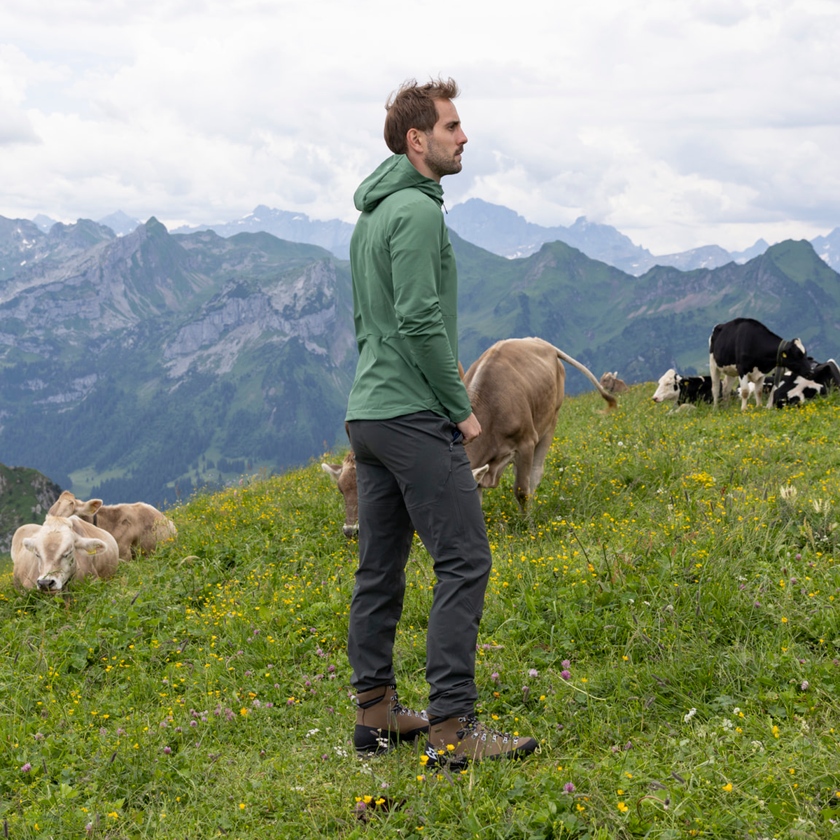 R4 Woven Fleece Hoody Jacket Men | elm green