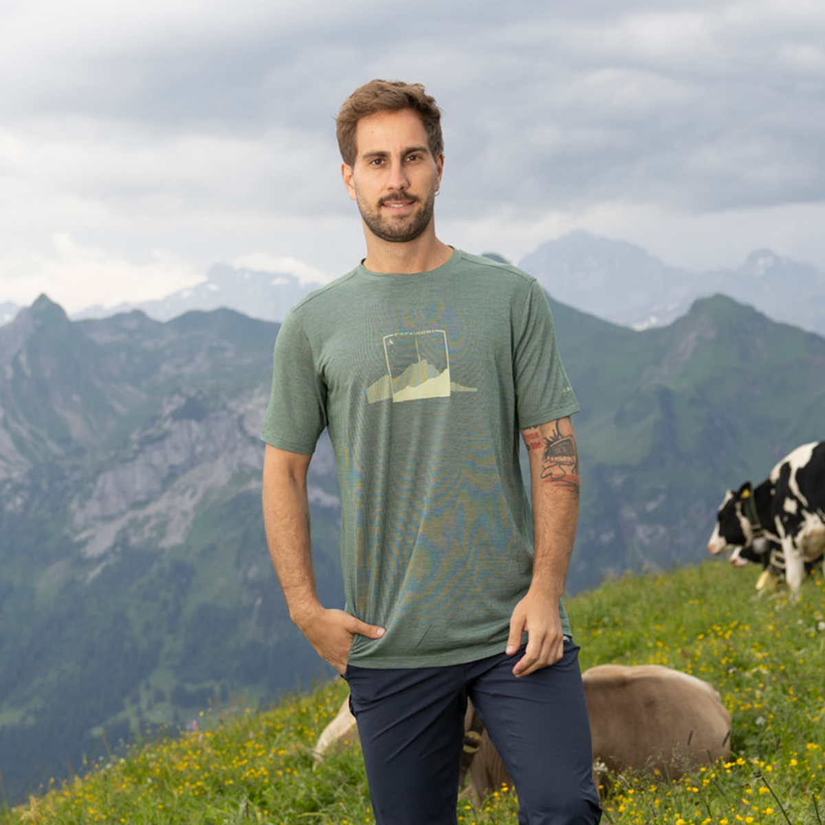 R5 Light Merino Profile T Men | elm green