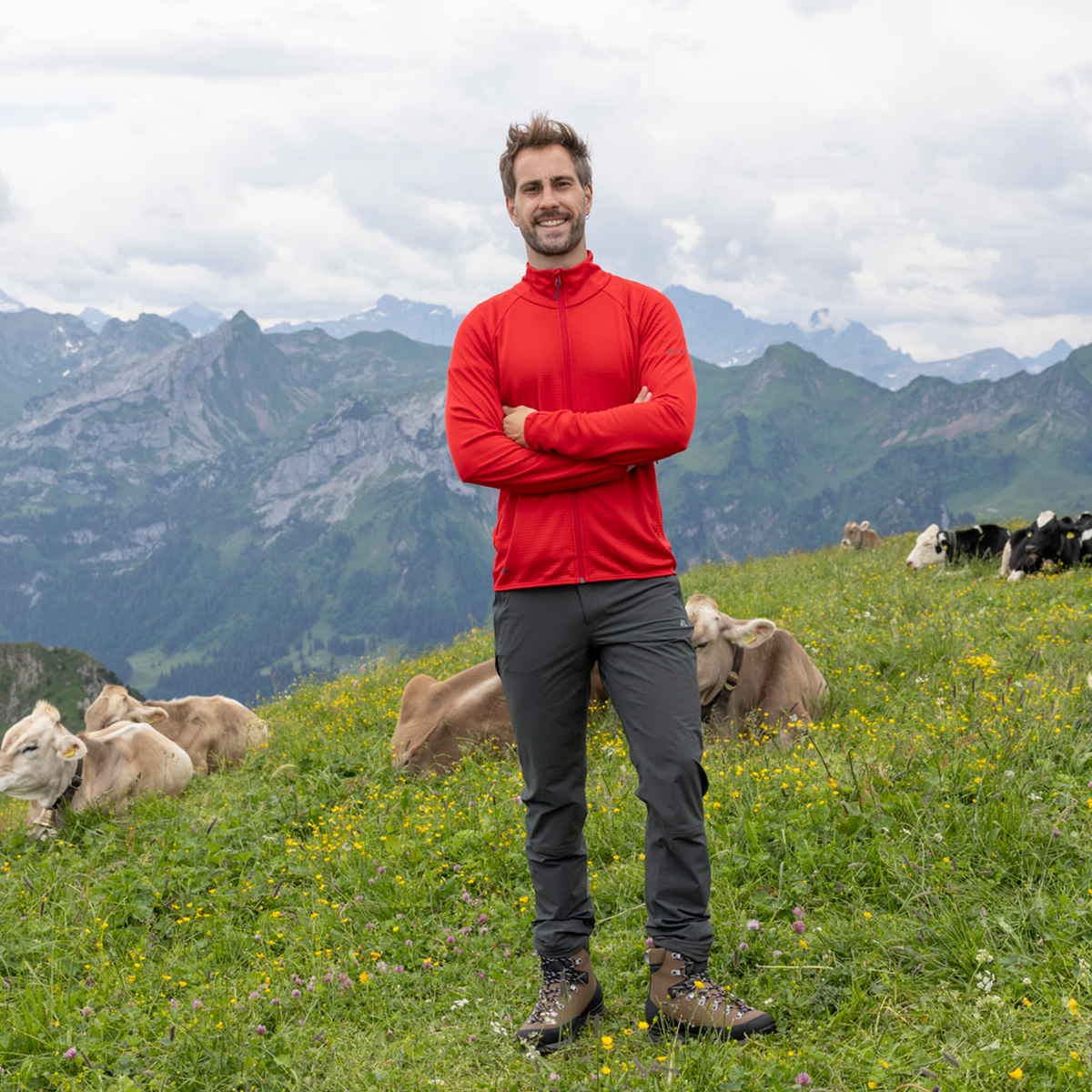 R4 Merino Waffle Jacket Men | signal red