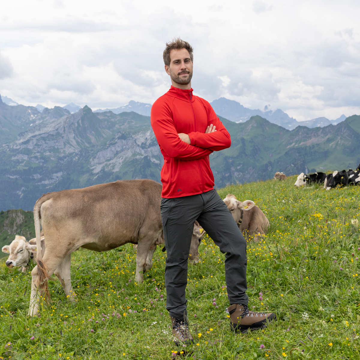 R4 Merino Waffle Jacket Men | signal red