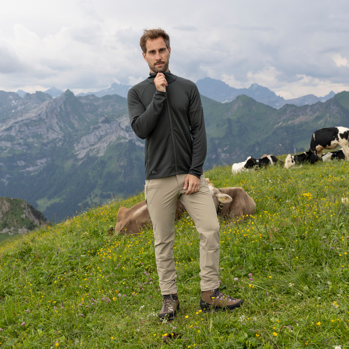 R4 Merino Waffle Jacket Men | thyme leaves