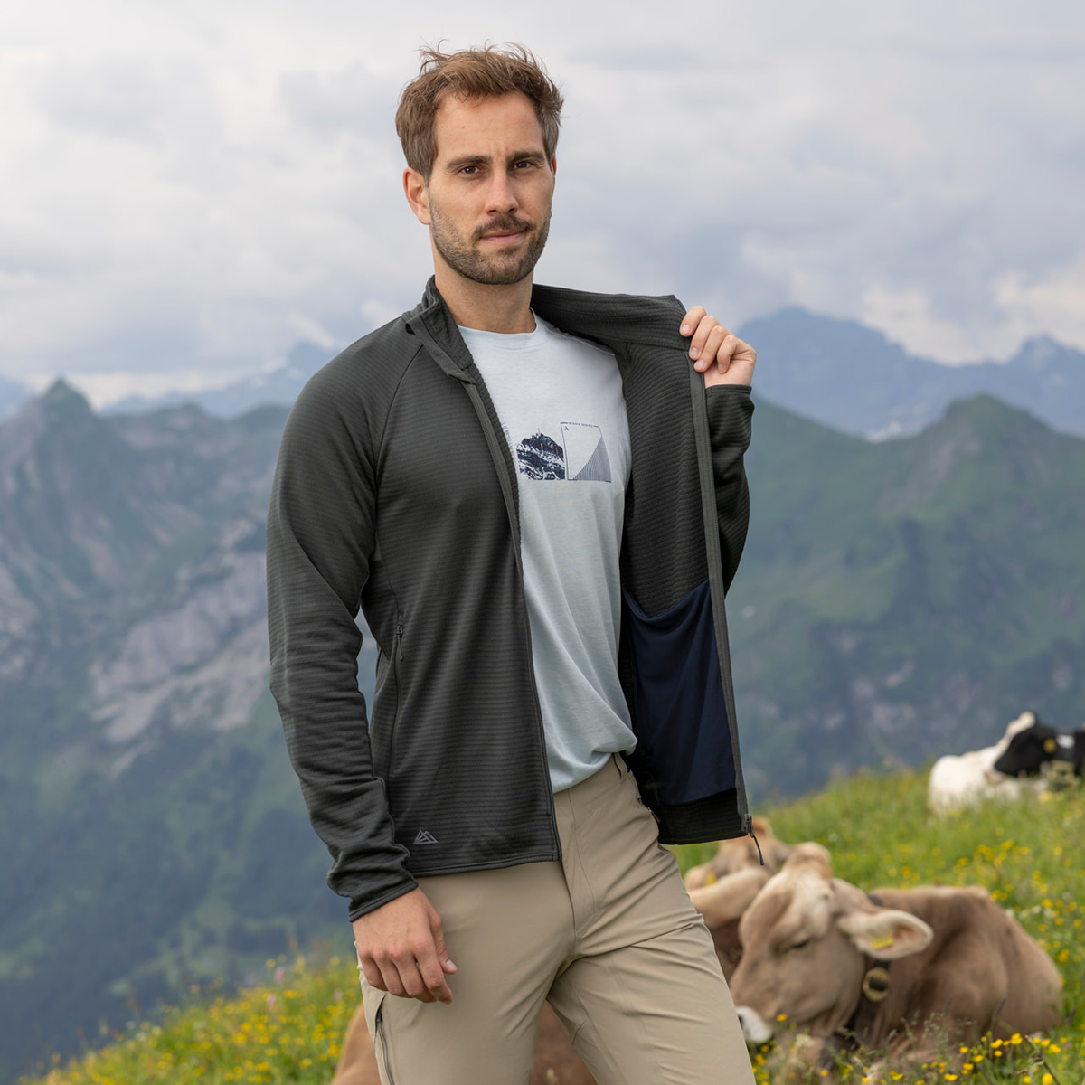 R4 Merino Waffle Jacket Men | thyme leaves