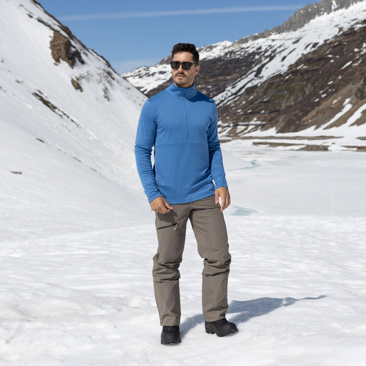 R4 Merino Waffle Pull Men | sapphire