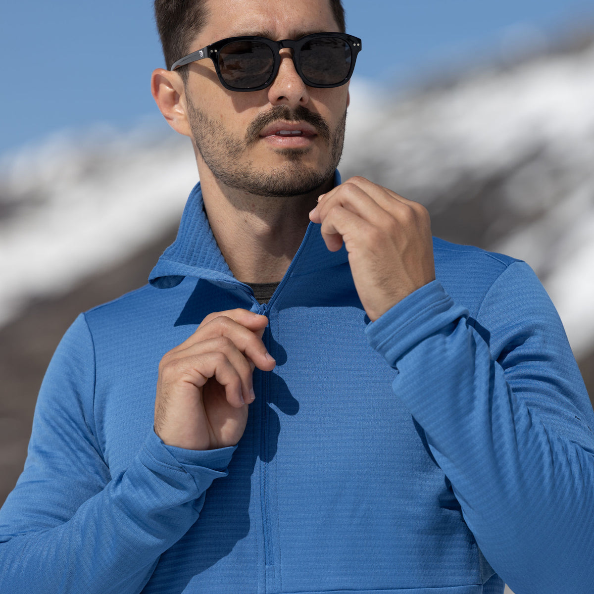R4 Merino Waffle Pull Men | sapphire