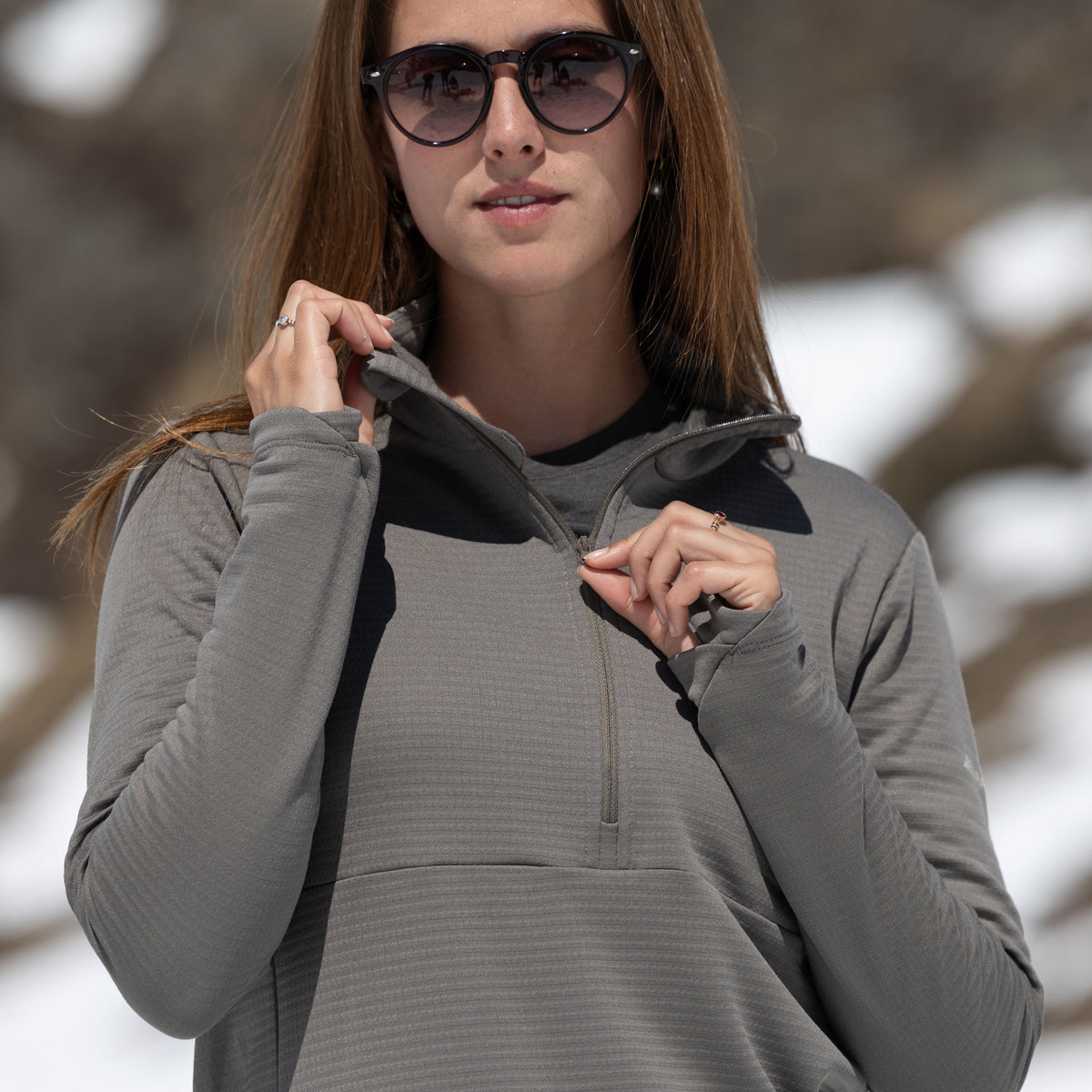 R4 Merino Waffle Pull Women | ash