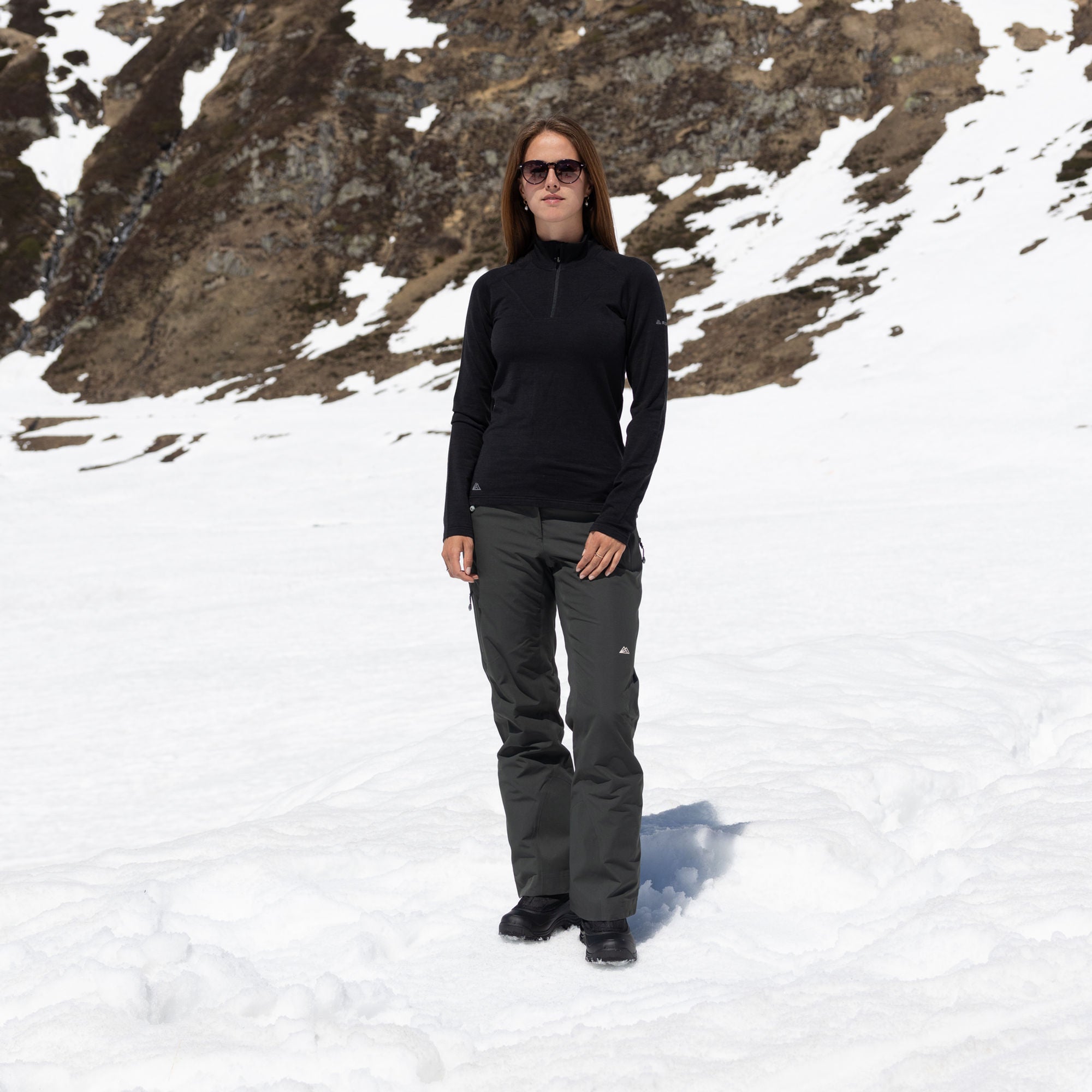 R5 Merino Zip Shirt Long Women | black